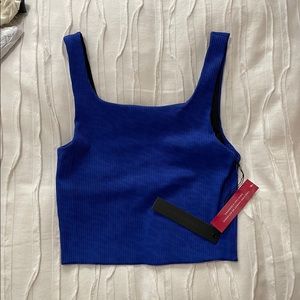 Blue Leopard Printed Rib Tank NWT